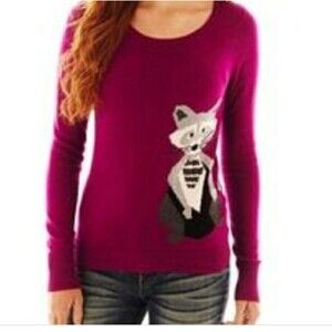 Arizona Jean's Fuchsia Racoon Adorable Sweater Small S SM